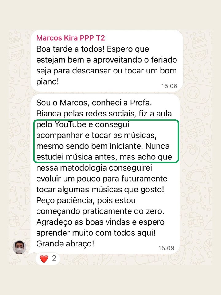 Marcos: “consegui acompanhar e tocar as músicas”