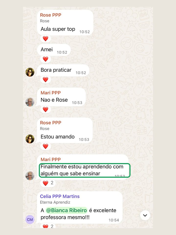 Mari: “finalmente estou aprendendo com alguém que sabe ensinar”